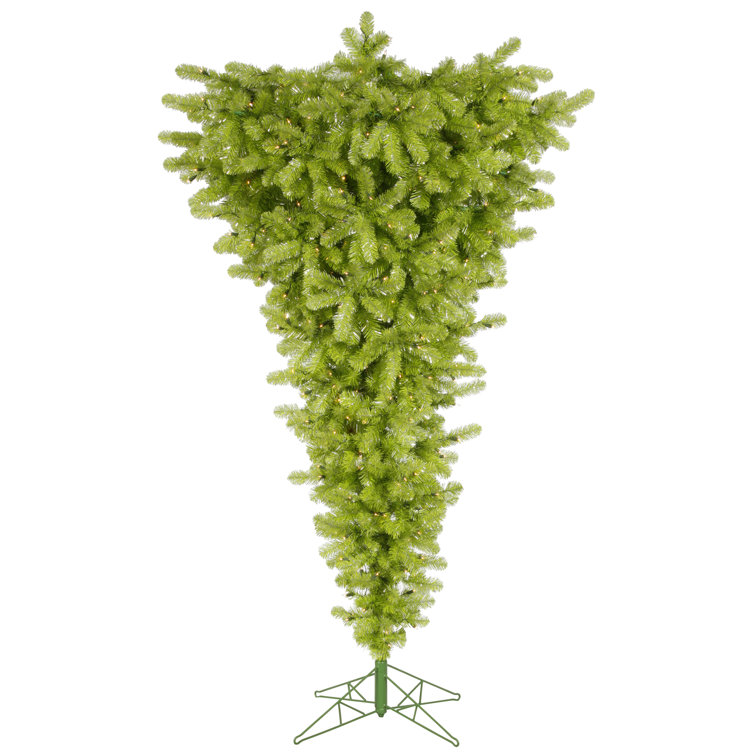 The Holiday Aisle® Upside Down 7.5' Lime Green Artificial Christmas Tree with 500 Clear Lights